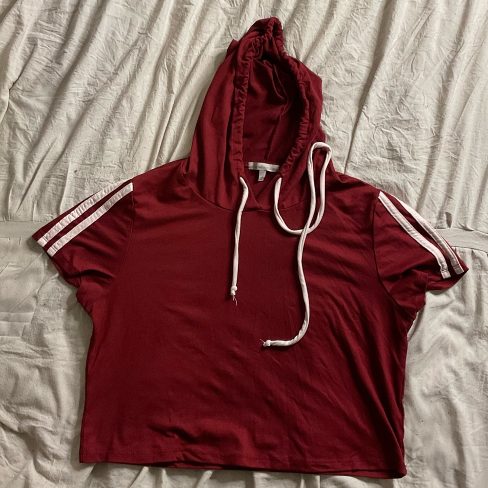 Red Striped Hooded Crop Top | Charlotte Russe